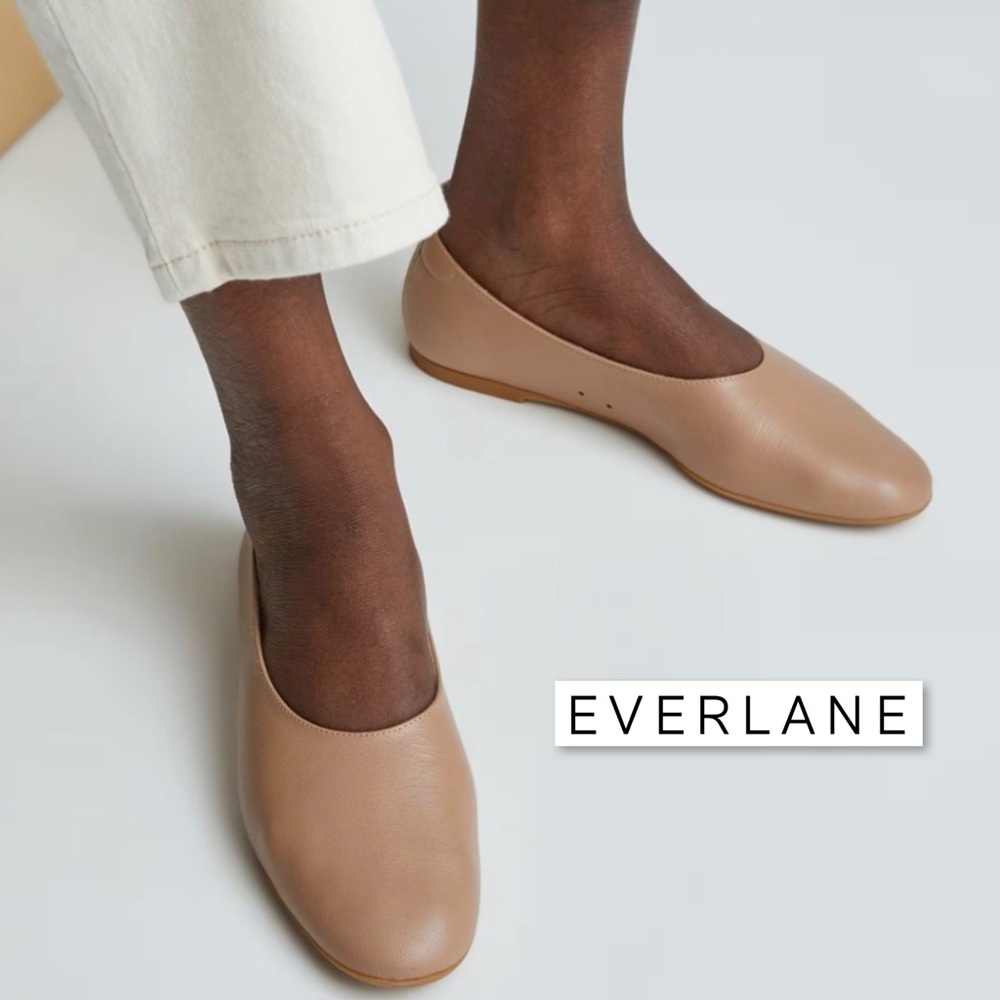 Everlane The Day Glove Ballet Flats Tan Nude Leather Minimalist Comfort Shoes 9 - Picture 2 of 13
